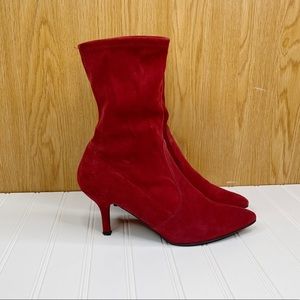 Stuart Weitzman Cling Scarlet Red suede leather boots